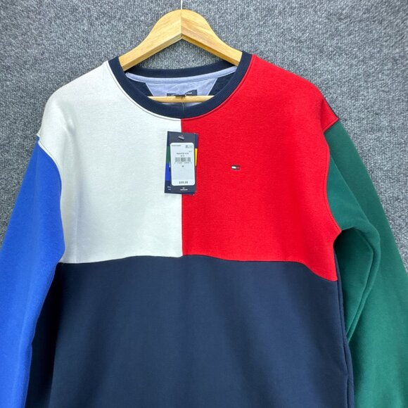 Y2K Tommy Hilfiger Sweatshirt Dress Womens Medium Sporty Colorblock Pullover‎ - Picture 2 of 16